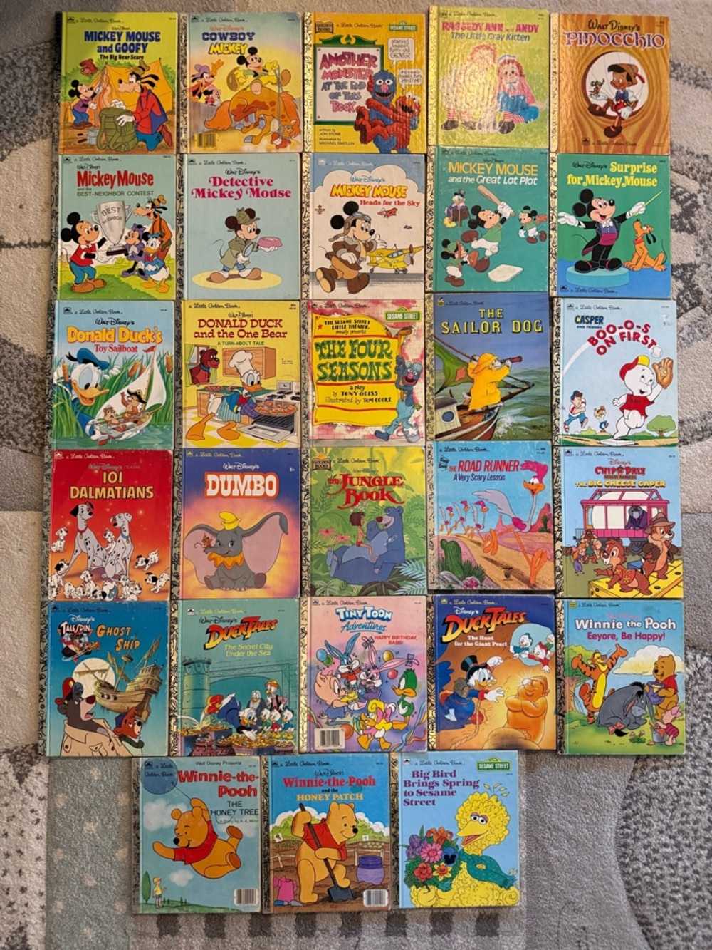 Vintage Little Golden Books Lot of 28 Disney Sesame Street Pooh Kids Book Bundle
